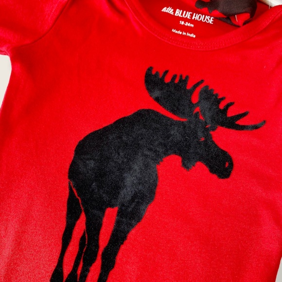 NWT Hatley 18-24M Moose on Red Toddler Bodysuit & Matching Hat - Picture 5 of 9